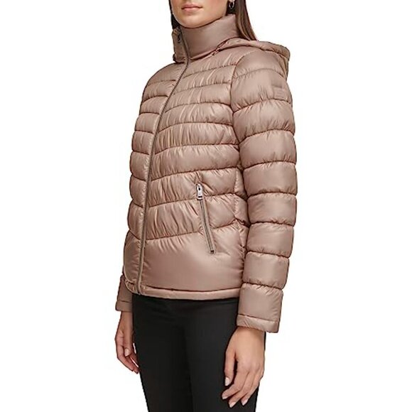 Quilted Puffer Jacket Chic Minimal Oversized Winter Coat Packable Travel - Picture 4 of 5